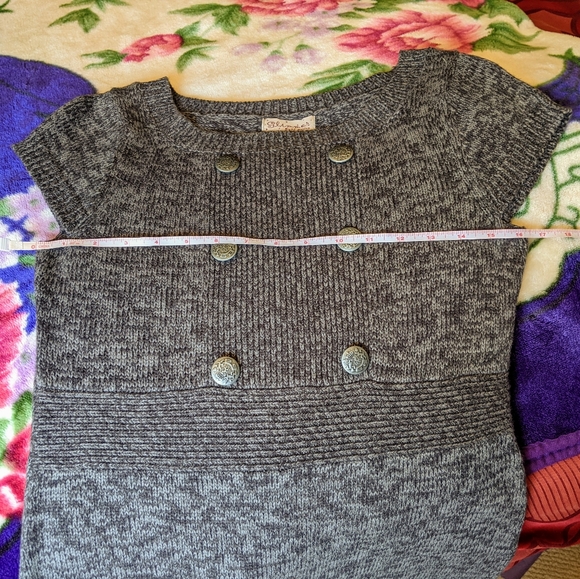 Glimmer by J.J. Basics Gray Sweater Dress with Ornate Buttons, Medium - Picture 7 of 10